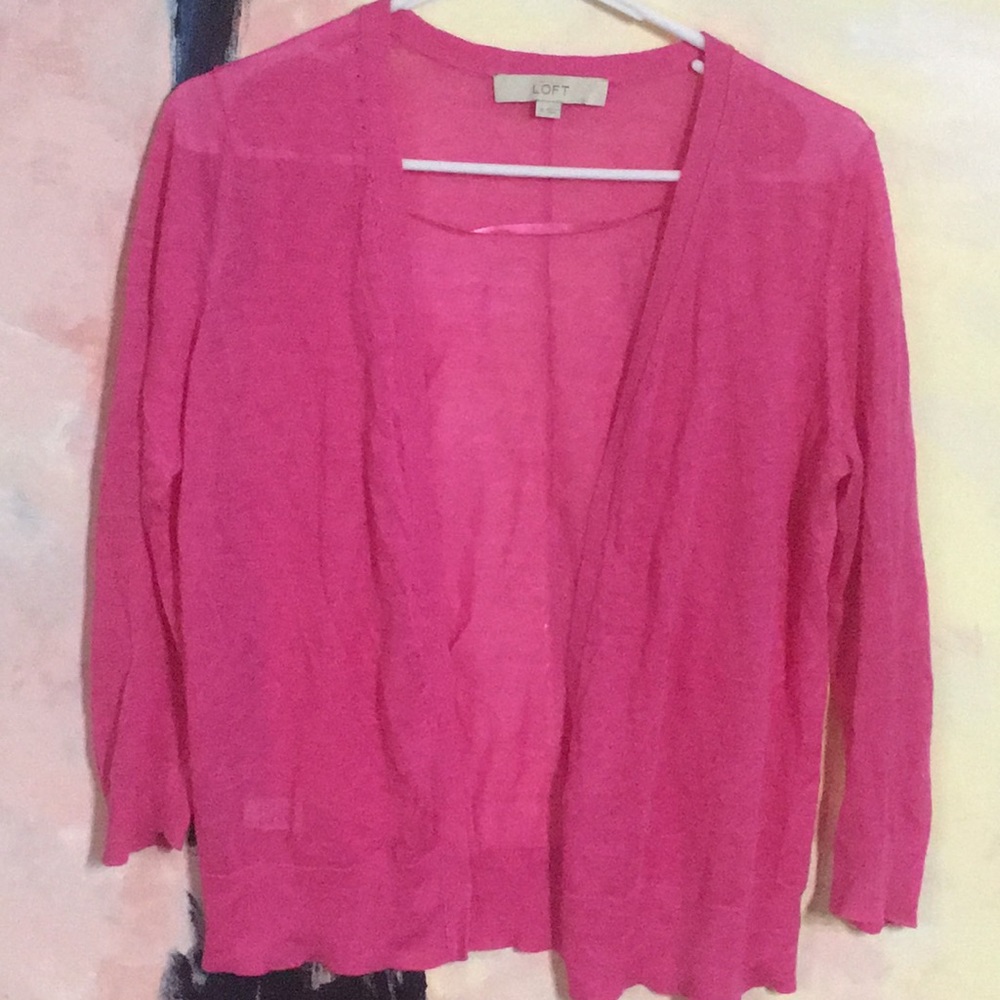 LOFT OPEN CARDIGAN 3/4 SLEEVE
